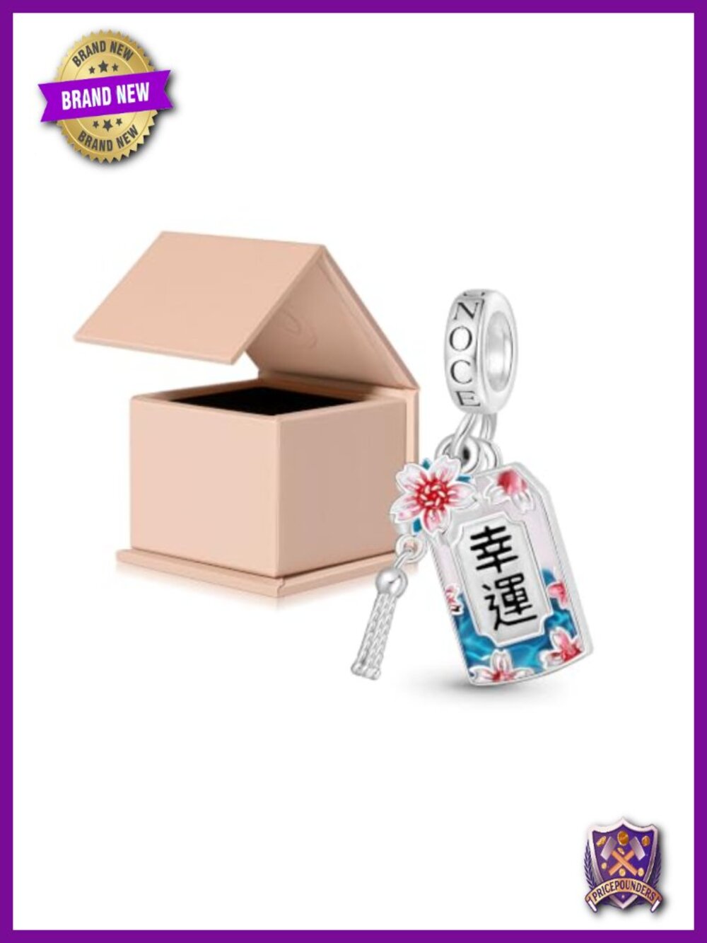 Sterling Silver Charm Pendant Ukiyo-e Cherry Blossom for Women Women's
